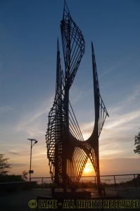 Eternal Flame sculpture at sunrise. (Photo by Steve Kwiecinski)